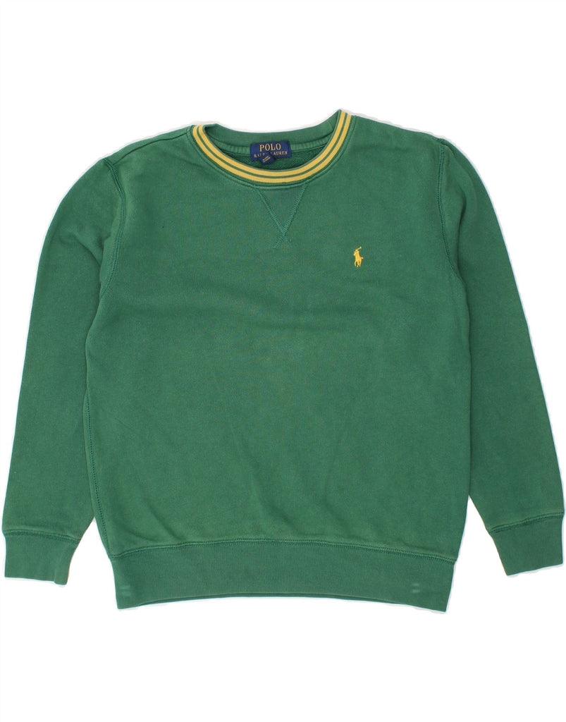 POLO RALPH LAUREN Boys Sweatshirt Jumper 10-11 Years Medium Green Cotton | Vintage Polo Ralph Lauren | Thrift | Second-Hand Polo Ralph Lauren | Used Clothing | Messina Hembry 