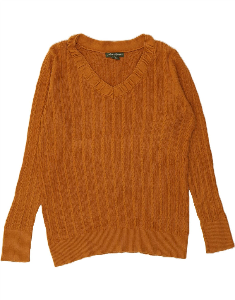 EDDIE BAUER Womens Seattle V-Neck Jumper Sweater UK 18 XL Yellow Vintage Eddie Bauer and Second-Hand Eddie Bauer from Messina Hembry 