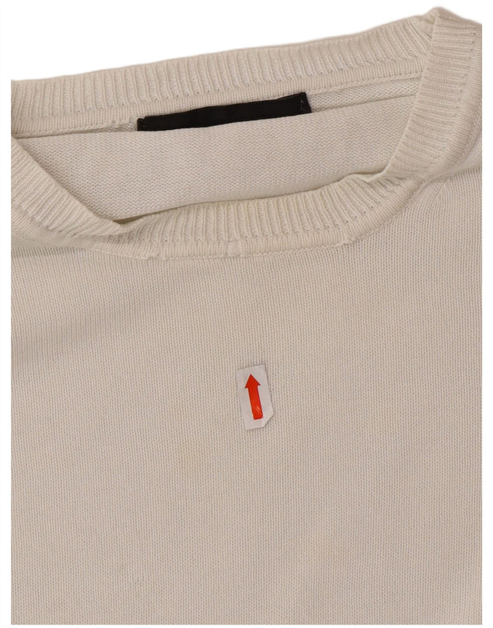 ZARA Mens Crew Neck Jumper Sweater Large White Cotton