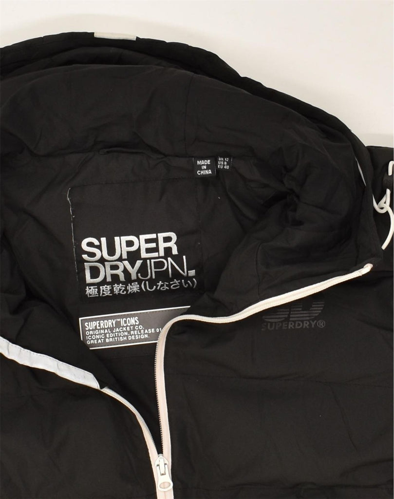 SUPERDRY Womens Hooded Padded Jacket UK 12 Medium  Black Polyester | Vintage Superdry | Thrift | Second-Hand Superdry | Used Clothing | Messina Hembry 