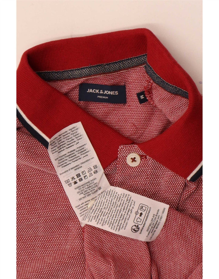 Jack & Jones Mens Polo Shirt Medium Red Spotted Cotton