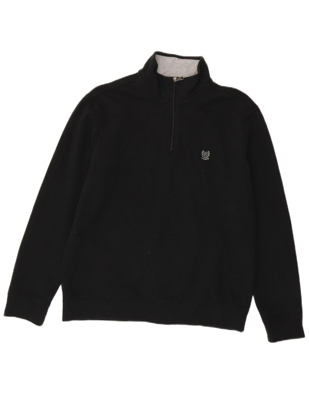 Chaps Womens Zip Neck Sweatshirt Jumper UK 16 Large Black Cotton