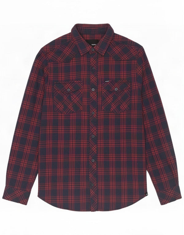 Hurley Mens Flannel Shirt Medium Navy Blue Check Cotton