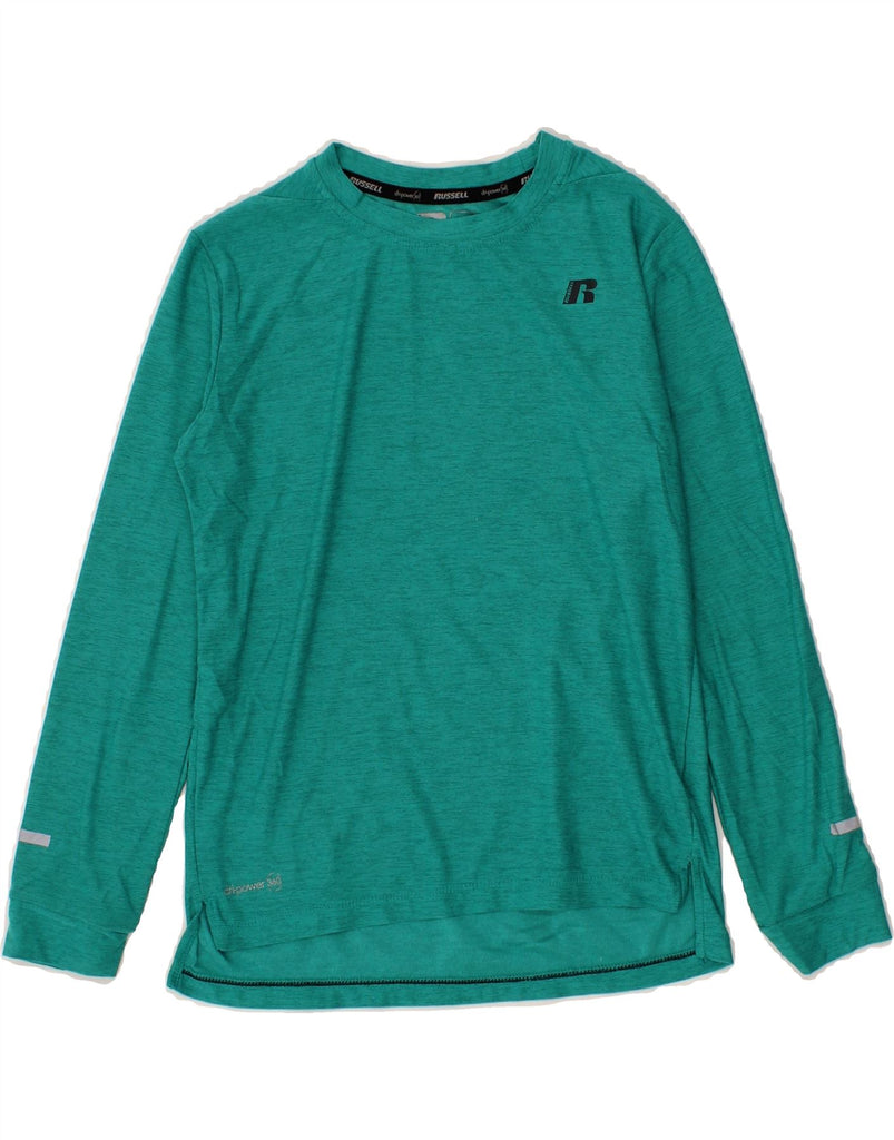 RUSSELL ATHLETIC Boys Top Long Sleeve 7-8 Years Medium  Turquoise Flecked Vintage Russell Athletic and Second-Hand Russell Athletic from Messina Hembry 