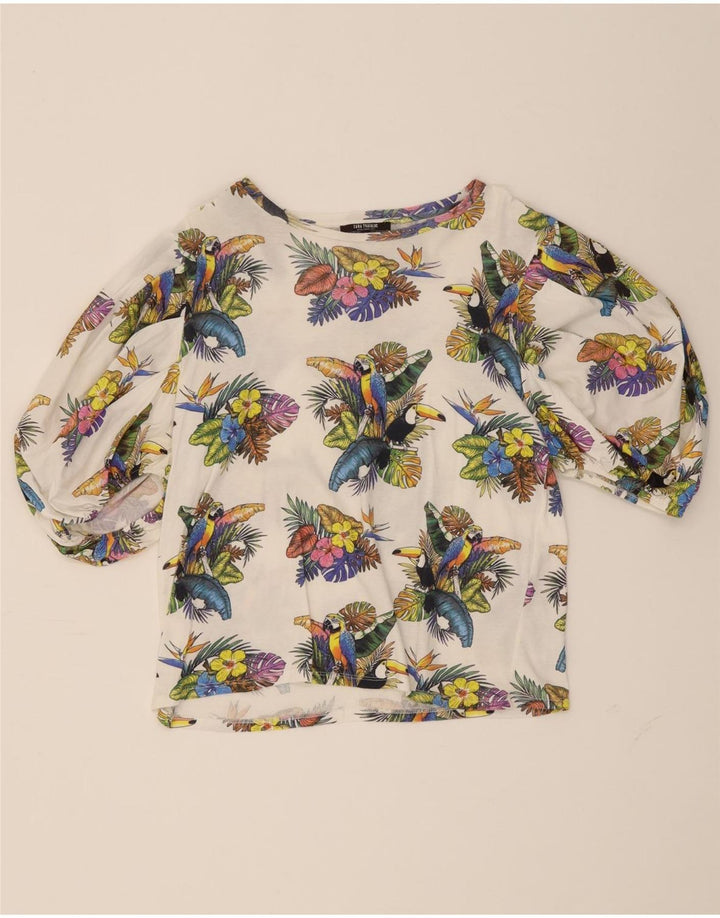 ZARA Womens Blouse Top UK 12 Medium White Floral Vintage Zara and Second-Hand Zara from Messina Hembry 