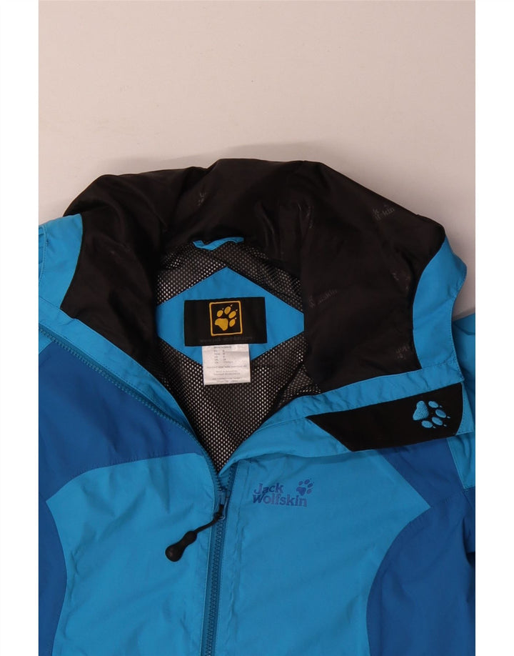 Jack Wolfskin Mens Hooded Rain Jacket UK 34 Small Blue Colourblock