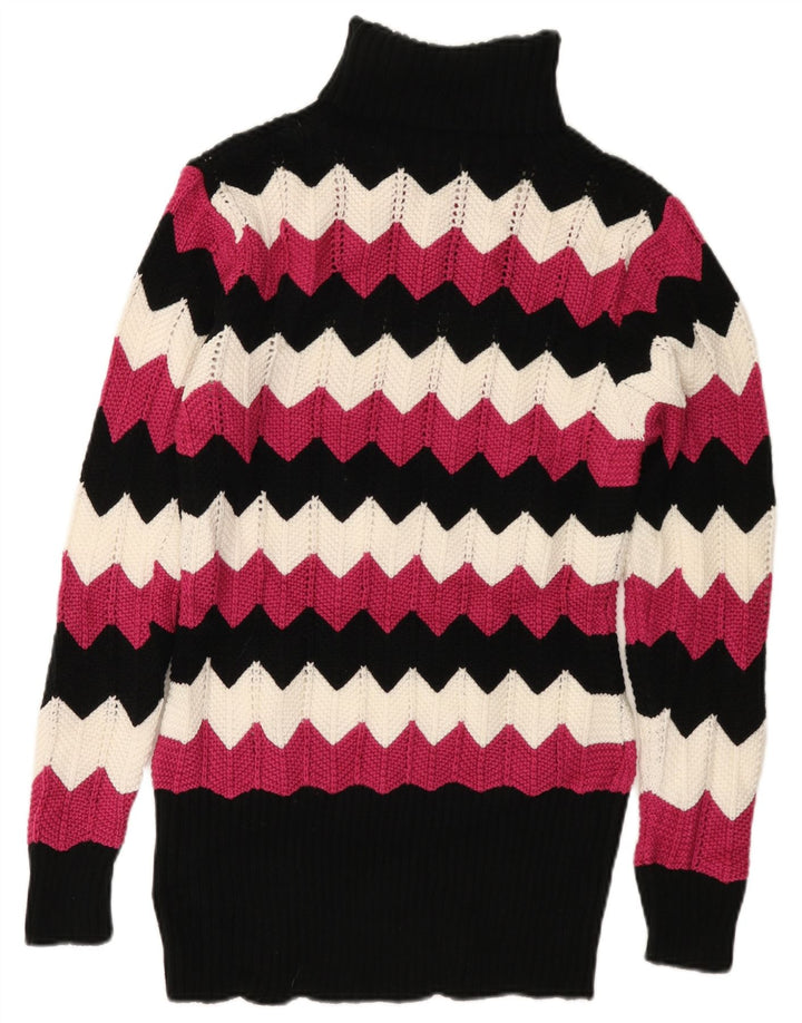 VINTAGE Womens Roll Neck Jumper Sweater UK 16 Large Multicoloured Chevron