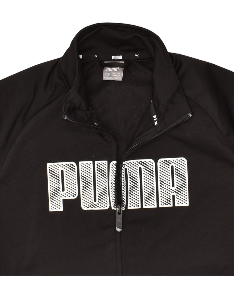 PUMA Boys Graphic Tracksuit Top Jacket 13-14 Years Black Polyester | Vintage Puma | Thrift | Second-Hand Puma | Used Clothing | Messina Hembry 