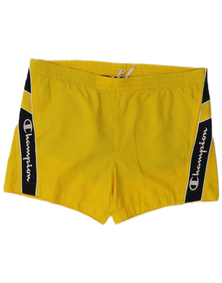 Champion Mens Graphic Swimming Shorts Medium  Yellow Colourblock Polyester