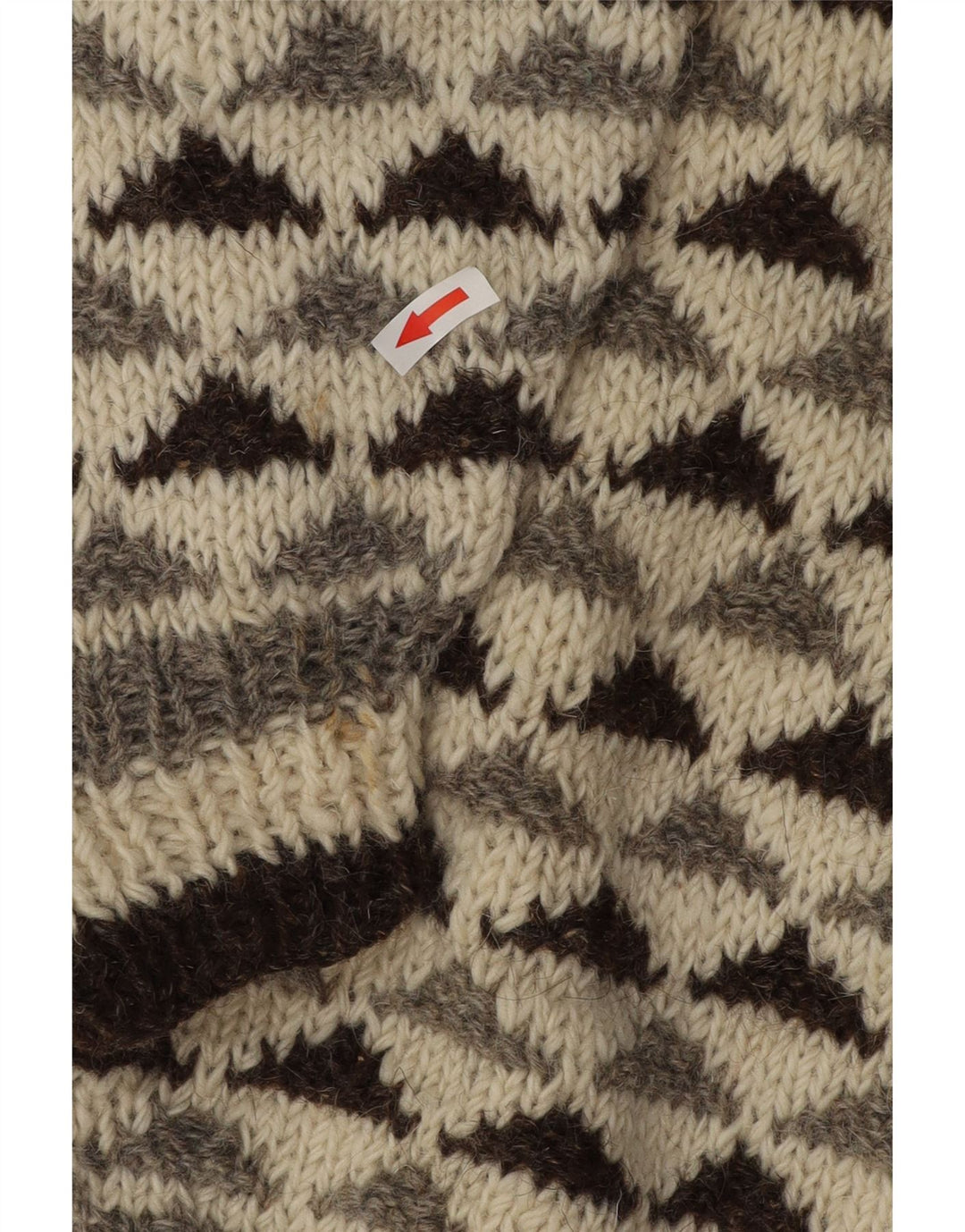 Vintage Mens Crew Neck Jumper Sweater Medium Off White Geometric