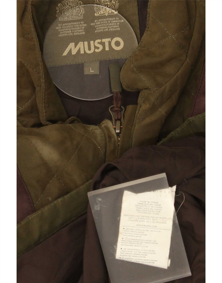 Musto Mens Quilted Jacket UK 40 Large Khaki Colourblock Polyester