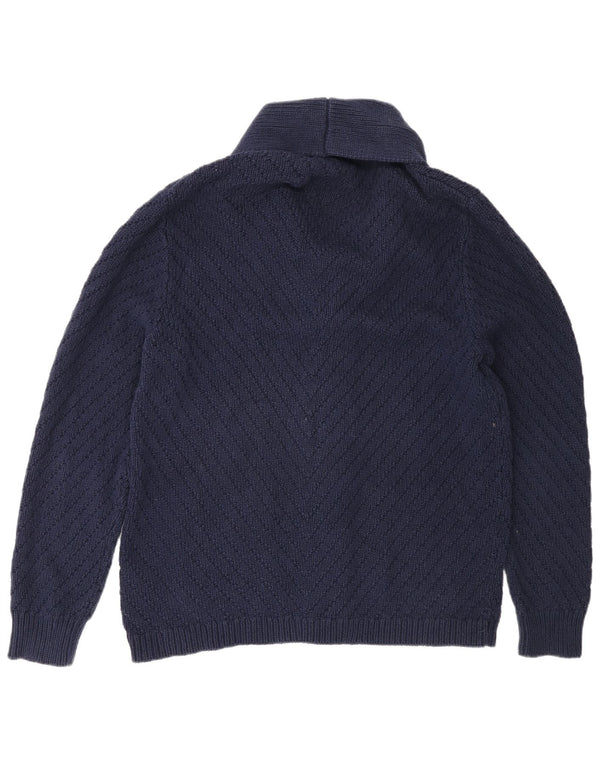 J. Crew Mens Cardigan Sweater Large Navy Blue Cotton