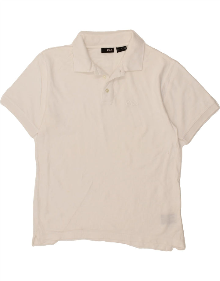 FILA Mens Polo Shirt Medium White Cotton Vintage Fila and Second-Hand Fila from Messina Hembry 