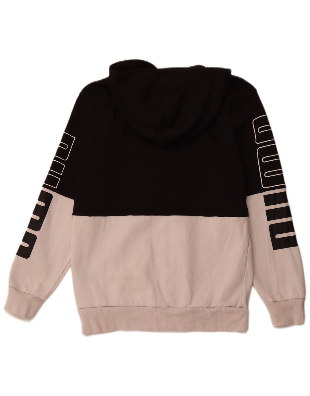 PUMA Mens Graphic Zip Hoodie Sweater Small Black Colourblock Cotton