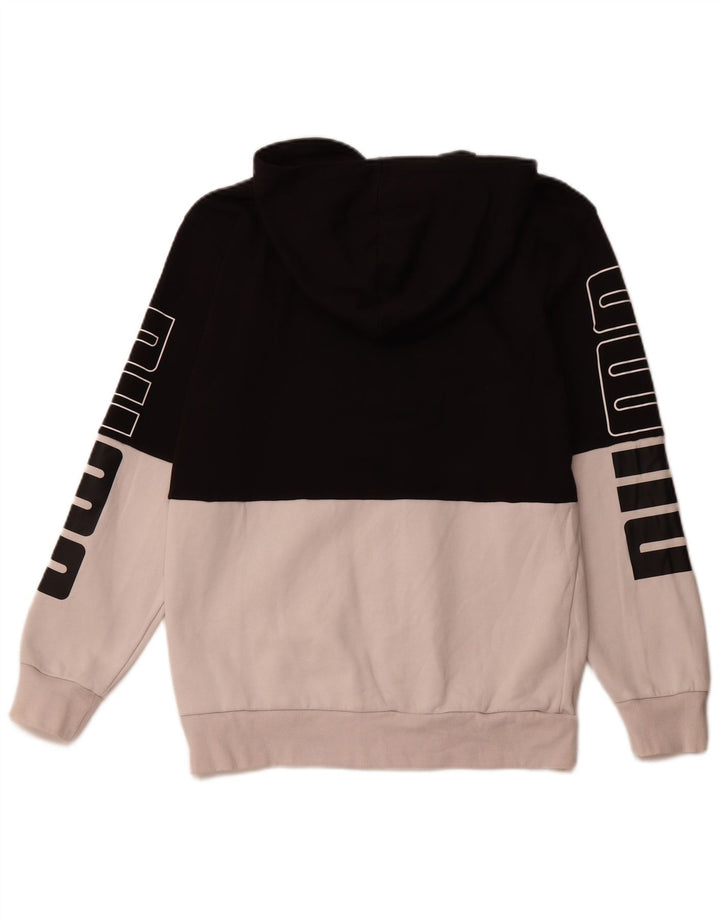 PUMA Mens Graphic Zip Hoodie Sweater Small Black Colourblock Cotton