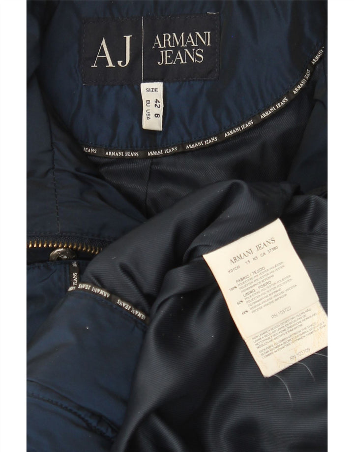 Armani Jeans Womens Padded Coat EU 42 Large Navy Blue Polyester