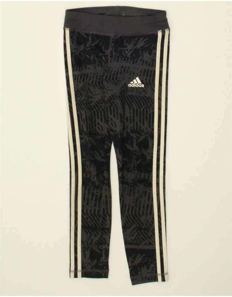 ADIDAS Girls Climalite Abstract Pattern Leggings 9-10 Years Grey Polyester | Vintage Adidas | Thrift | Second-Hand Adidas | Used Clothing | Messina Hembry 