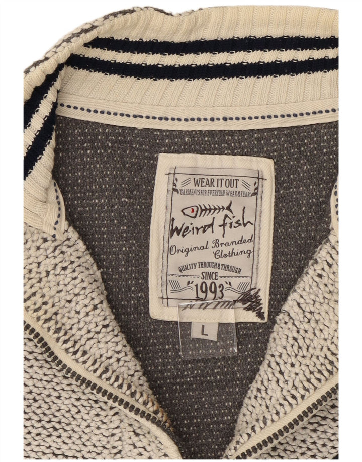 Weird Fish Mens Zip Neck Sweatshirt Jumper Large Grey