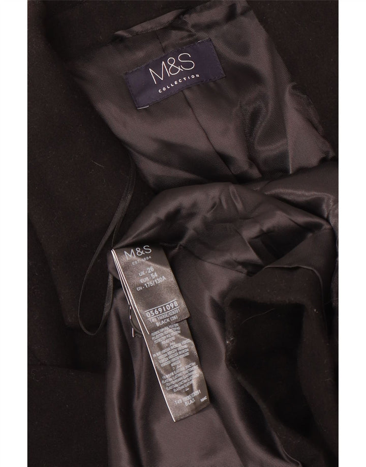 Marks & Spencer Womens Overcoat UK 26 5XL Black Polyester