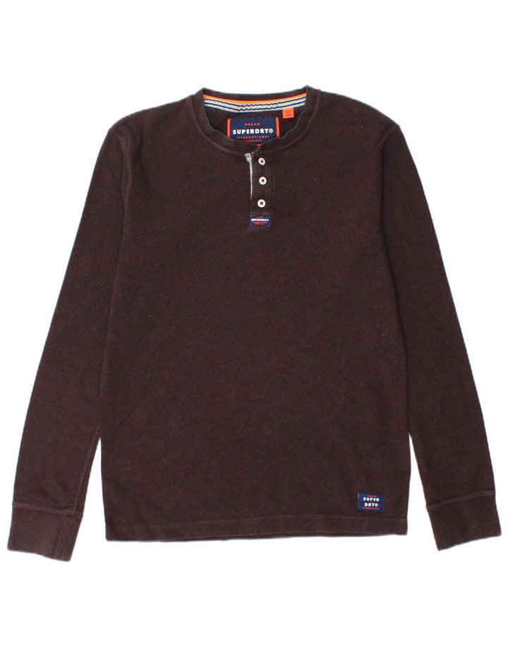 SUPERDRY Mens Top Long Sleeve Medium Burgundy Cotton