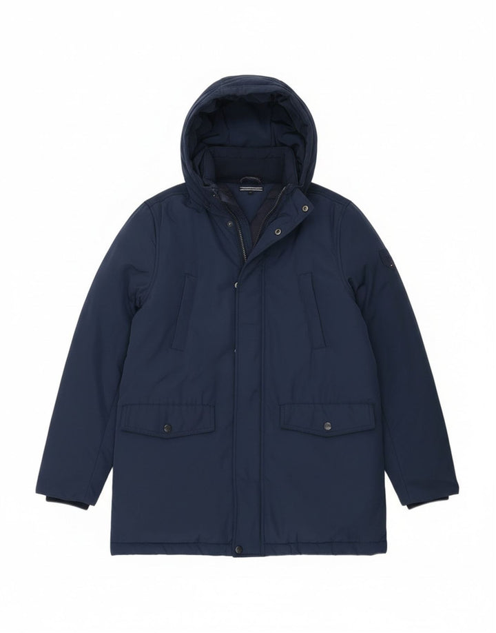 Tommy Hilfiger Boys Hooded Padded Coat 13-14 Years Navy Blue Polyester