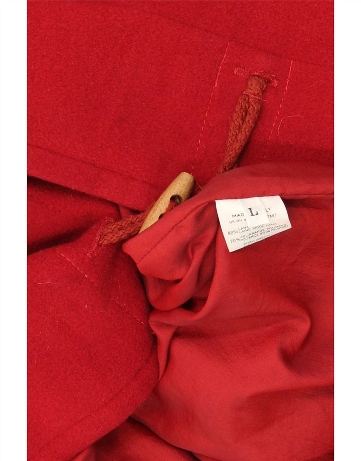 Sisley Womens Hooded Oversized Duffle Coat UK 16 Large Red Wool