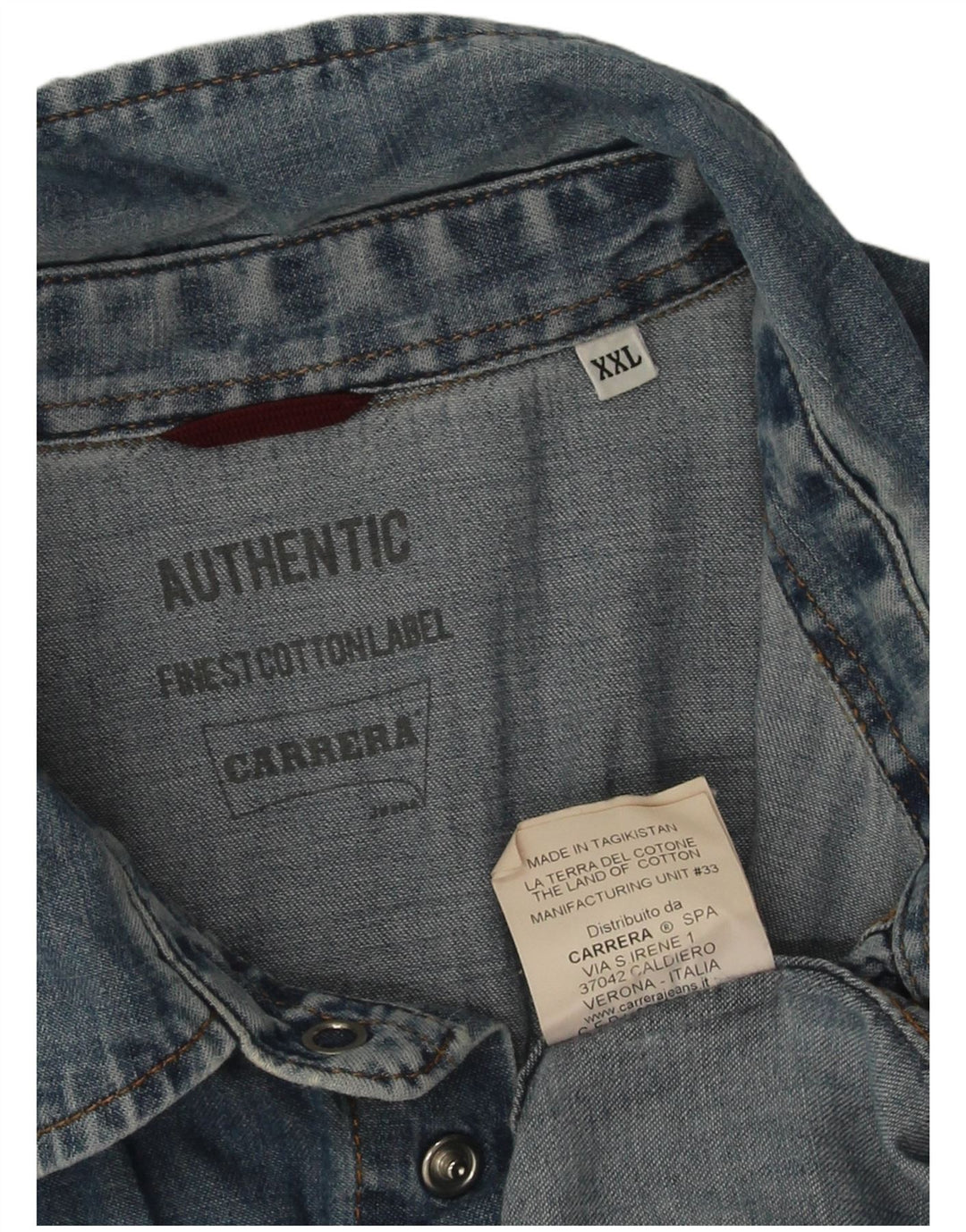 Carrera Mens Denim Shirt 2XL Blue Cotton