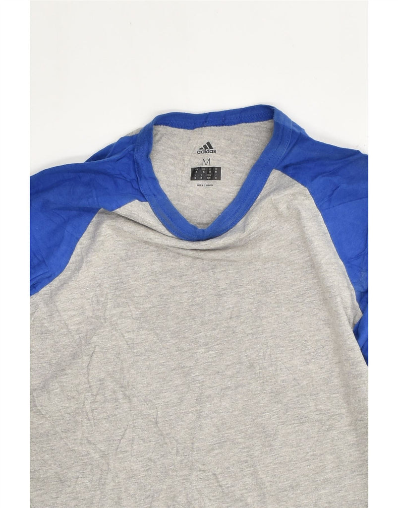 ADIDAS Womens Top 3/4 Sleeve UK 12 Medium Grey Colourblock Cotton | Vintage Adidas | Thrift | Second-Hand Adidas | Used Clothing | Messina Hembry 