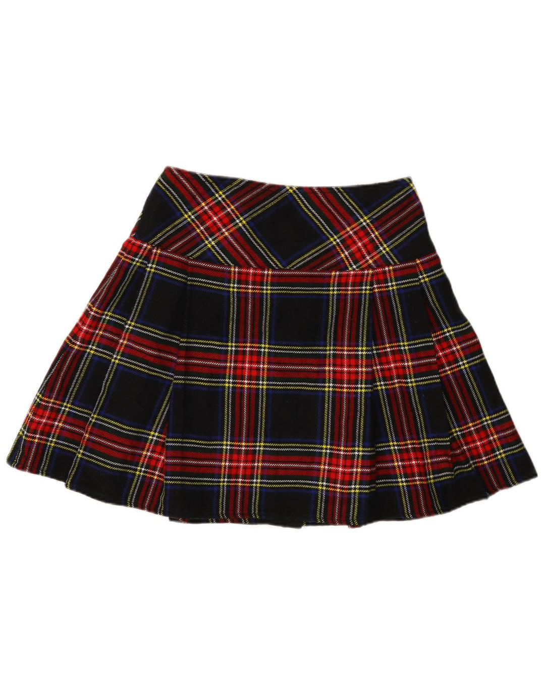 Vintage Womens Mini Wrap Skirt W30 Medium Navy Blue Plaid Acrylic