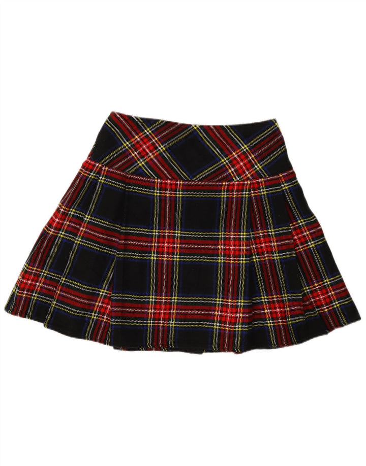 Vintage Womens Mini Wrap Skirt W30 Medium Navy Blue Plaid Acrylic