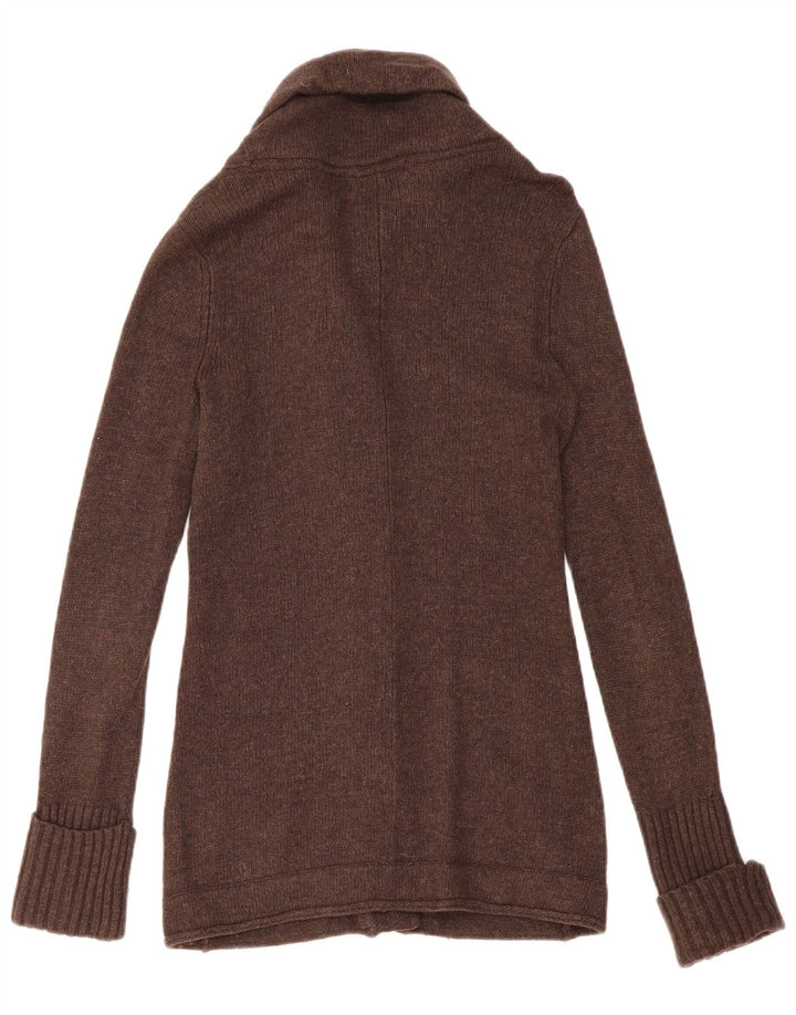 Eddie Bauer Womens Cardigan Sweater UK 12 Medium Brown Angora
