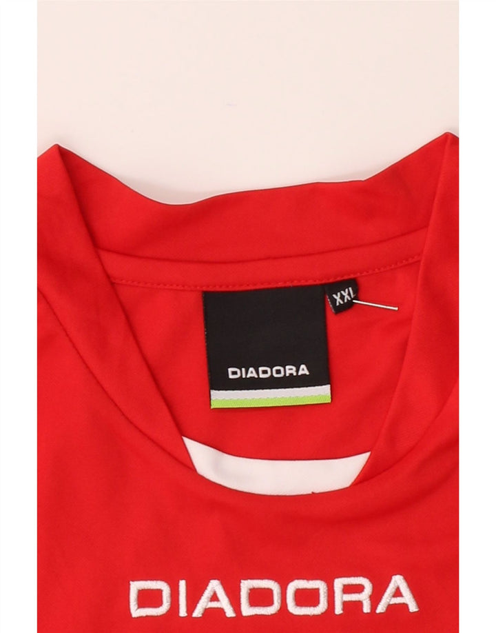DIADORA Mens T-Shirt Top 2XL Red Polyester Vintage Diadora and Second-Hand Diadora from Messina Hembry 