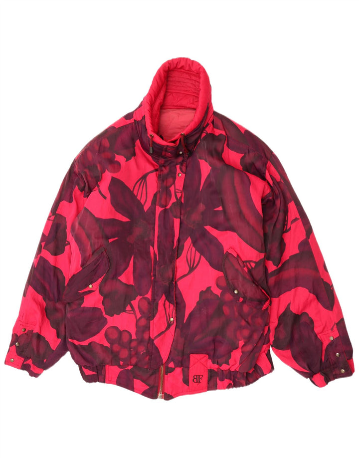 Belfe & Belfe Womens Oversized Ski Jacket UK 16 Large Pink Floral Nylon