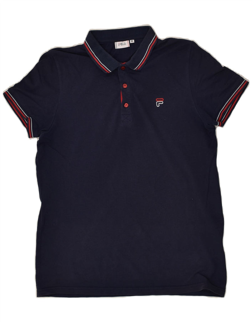 FILA Mens Polo Shirt Medium Navy Blue Cotton | Vintage Fila | Thrift | Second-Hand Fila | Used Clothing | Messina Hembry 