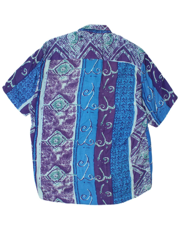 Collins Mens Short Sleeve Shirt Medium Blue Paisley Viscose