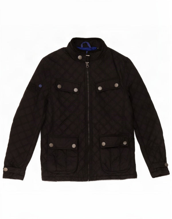 Superdry Mens Motorstyle Quilted Jacket UK 36 Small Black Polyester