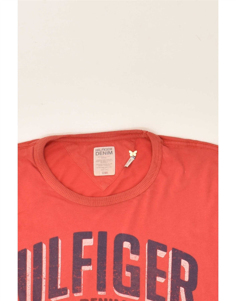 TOMMY HILFIGER Mens Graphic T-Shirt Top 2XL Red Cotton Vintage Tommy Hilfiger and Second-Hand Tommy Hilfiger from Messina Hembry 