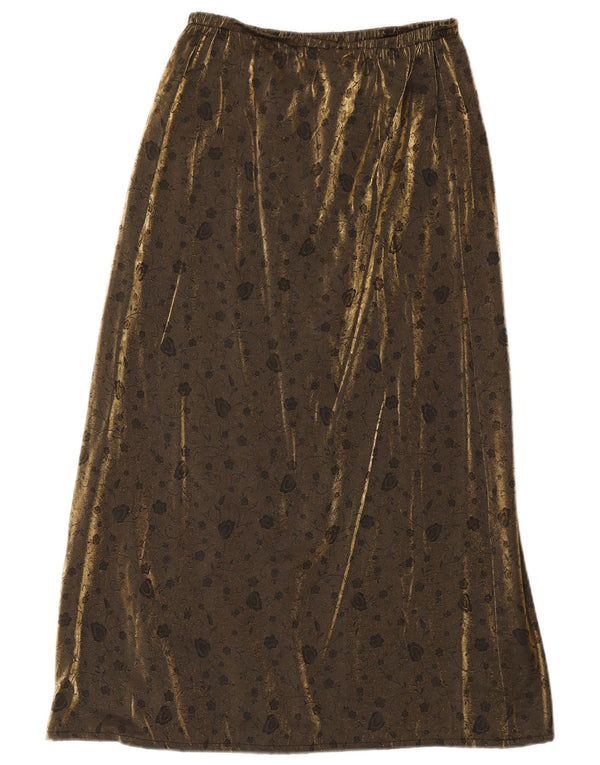 Vintage Womens Velvet Maxi Skirt W38 XL Gold Floral