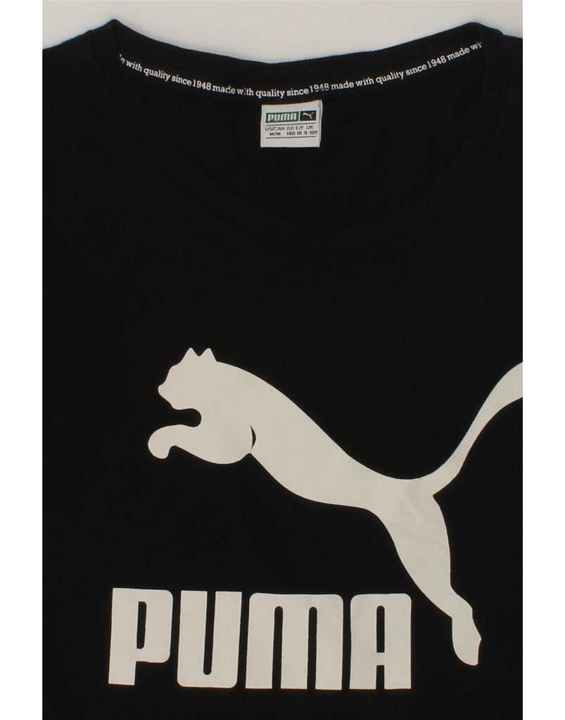 PUMA Girls Graphic T-Shirt Top 9-10 Years Black Cotton | Vintage Puma | Thrift | Second-Hand Puma | Used Clothing | Messina Hembry 