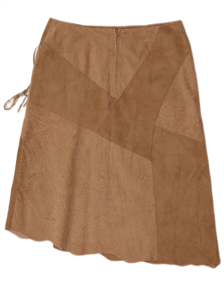 Vintage Womens Suede Skirt IT 46 Large W30 Beige Leather