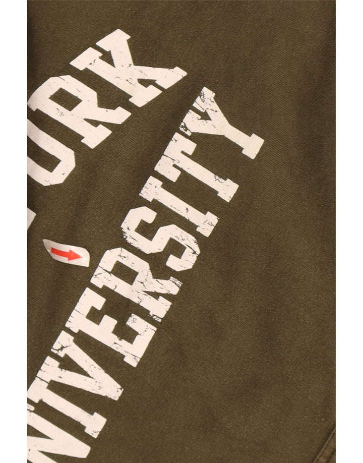 Champion Mens Graphic Hoodie Jumper Large Khaki Cotton