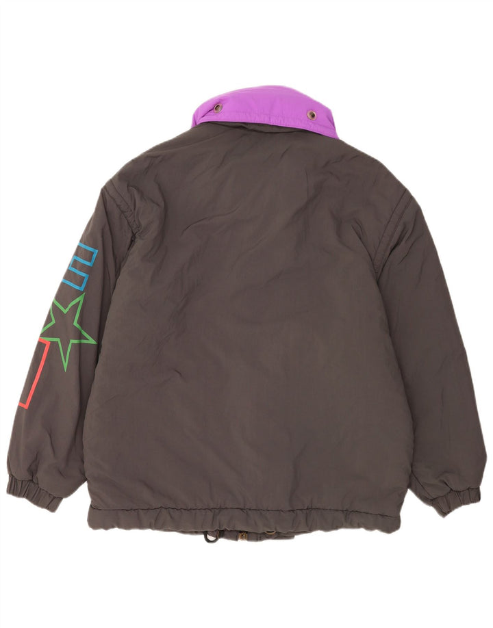 Belfe Womens Graphic Oversized Padded Jacket UK 14 Medium Grey Colourblock