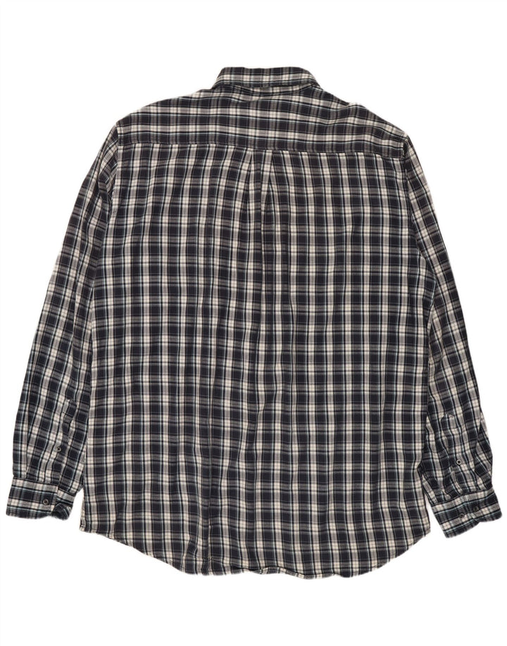 Kappa Mens Flannel Shirt 2XL Navy Blue Check Cotton