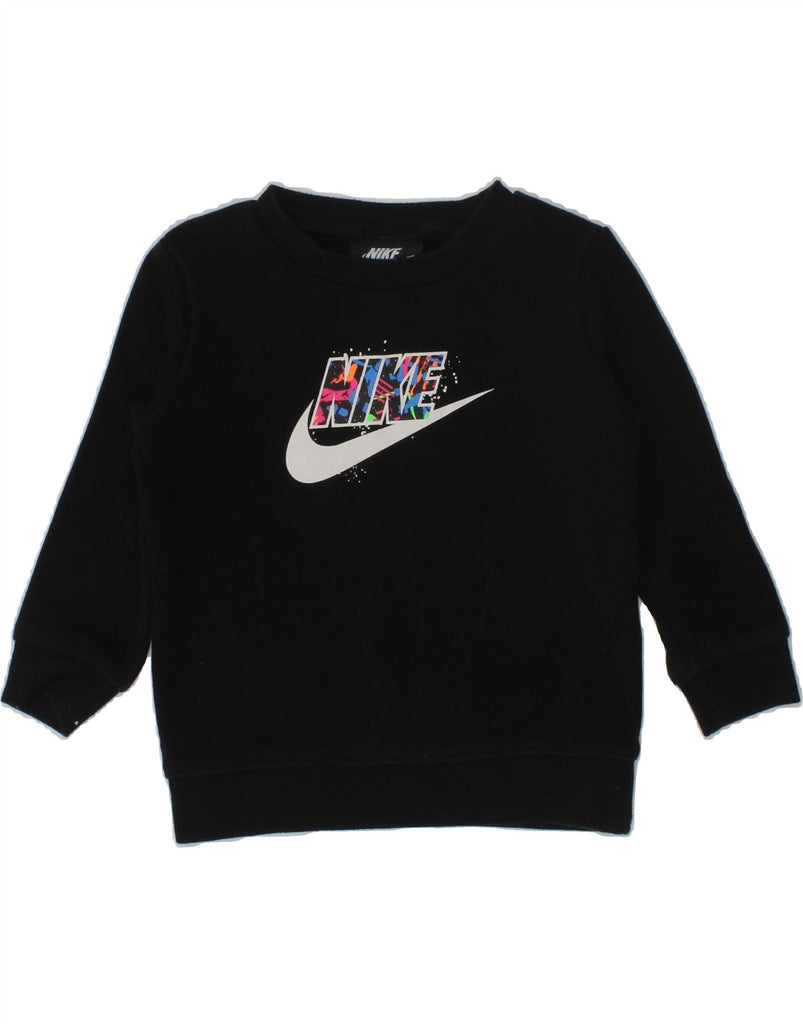 NIKE Baby Girls Graphic Sweatshirt Jumper 12-18 Months Black Cotton | Vintage Nike | Thrift | Second-Hand Nike | Used Clothing | Messina Hembry 