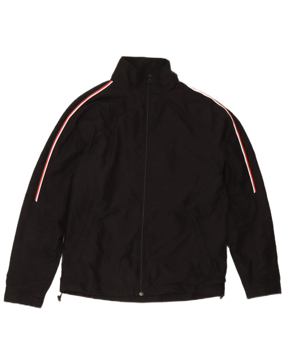 Fila Mens Tracksuit Top Jacket Medium Black Striped Polyester