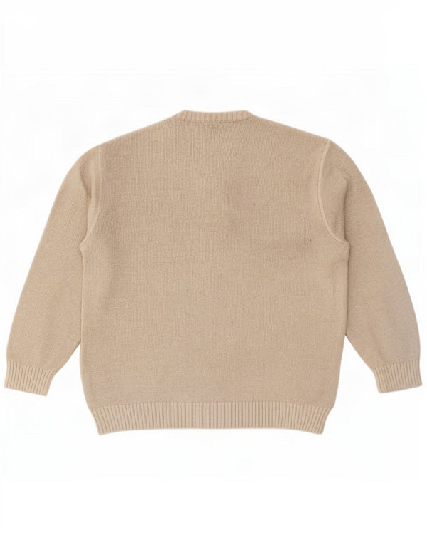 gio ferrari Mens V-Neck Jumper Sweater Large Beige Cotton
