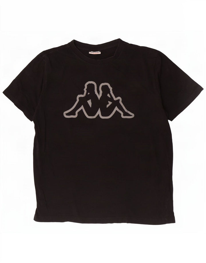 Kappa Mens Graphic T-Shirt Top Large Black Cotton