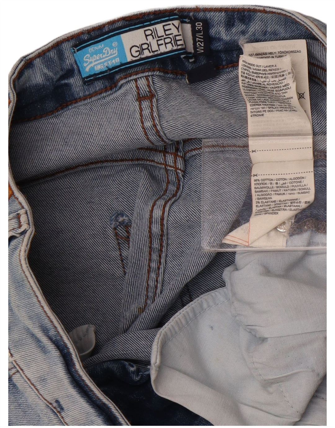 Superdry Womens Riley Slim Jeans W27 L25 Blue Cotton