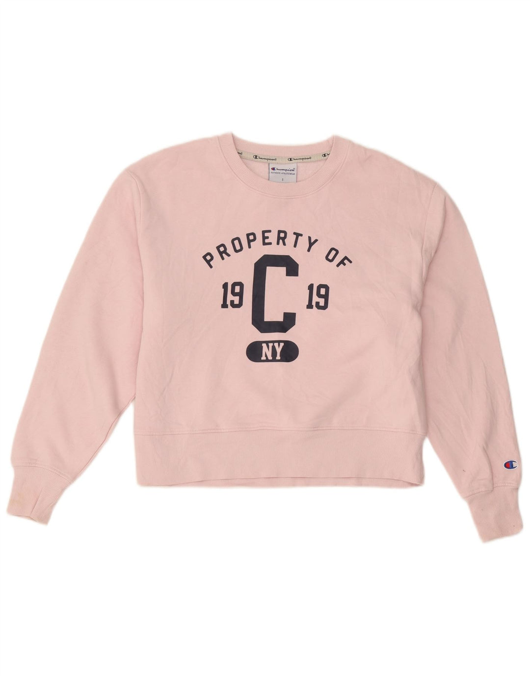 Champion Womens Graphic Oversized Sweatshirt Jumper UK 10 Small Pink Cotton