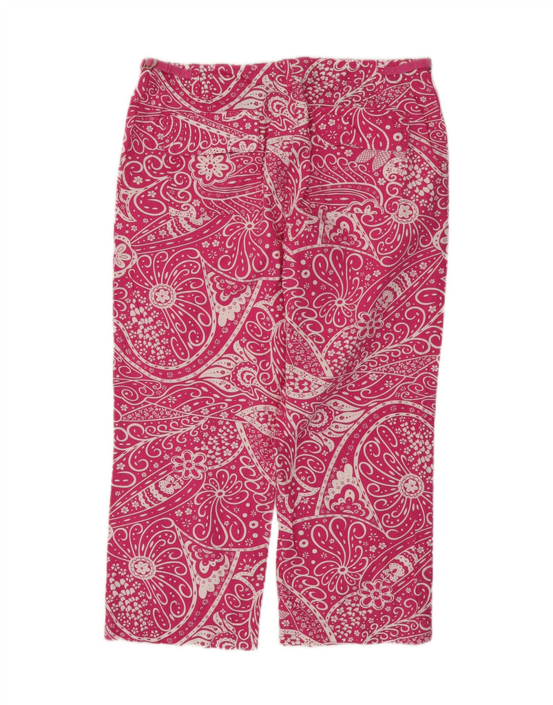 IZOD Womens Straight Cropped Trousers US 12 Large W34 L24 Pink Floral Vintage Izod and Second-Hand Izod from Messina Hembry 